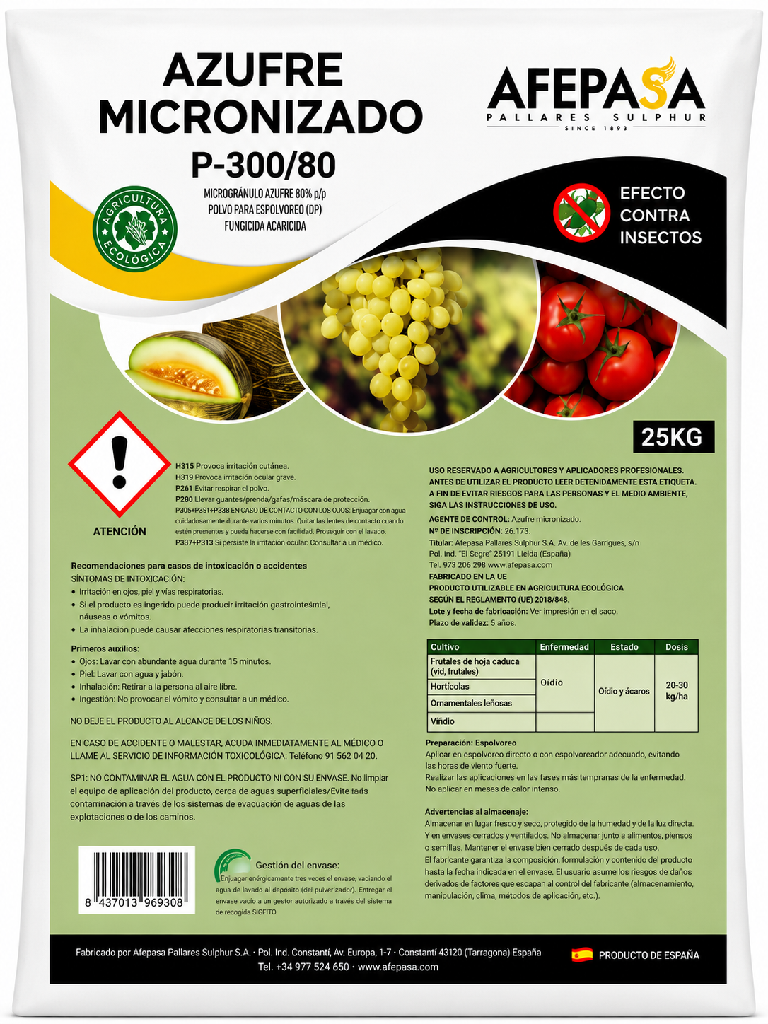 MICRONIZED SULPHUR P300/80 – SPECIAL EFFECT AGAINST INSECTS